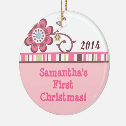 タッフィフラワーバタフライパーソナライズされたネームオーナメント セラミックオーナメント (左)