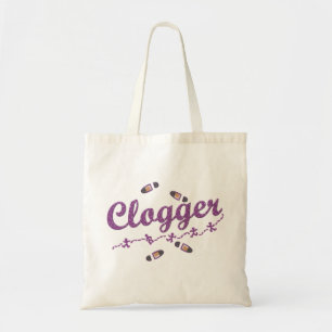 タップとの紫色の筆記体のCloggerの踊りのデザイン トートバッグ