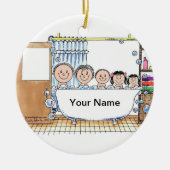 タップタイム、2人の女の子、1人の男の子 セラミックオーナメント (正面)