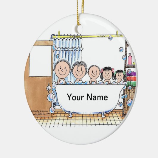タップタイム、2人の女の子、1人の男の子 セラミックオーナメント (左)