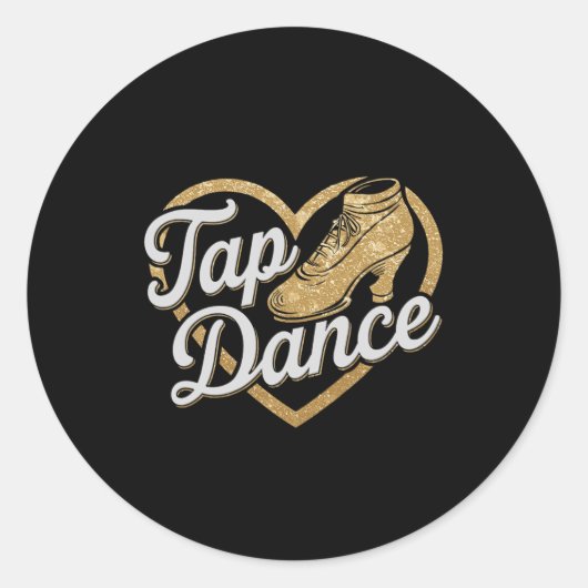 タップダンスおもしろいタップ踊りJmブラックDa ラウンドシール (正面)