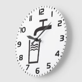 タップ水記号 ラージ壁時計 (傾斜)