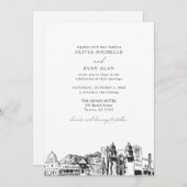 タッモダンソンスカイラインブラック&ホワイト結婚ズ 招待状 (正面/裏面)