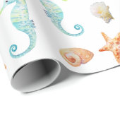 タツノオトシゴおよびヒトデ ラッピングペーパー (ロールコーナー)