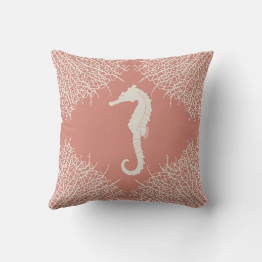 タツノオトシゴおよび珊瑚が付いている装飾的な装飾用クッション クッション (裏面)