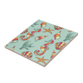 タツノオトシゴおよび貝殻パターン タイル (側面)