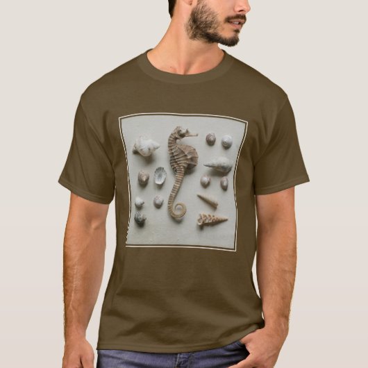 タツノオトシゴおよび貝 Tシャツ (正面)