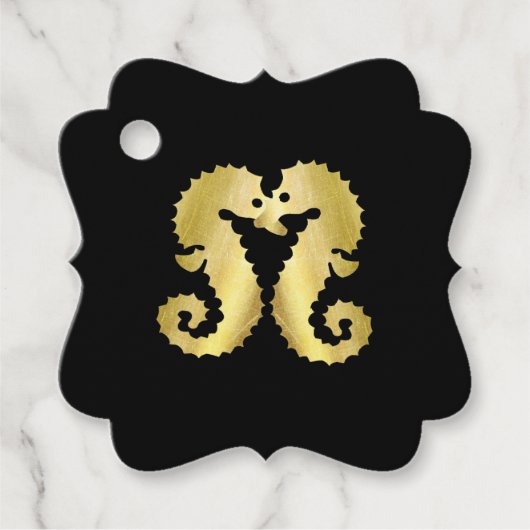 タツノオトシゴがキスする結婚式のお礼 フェイバータグ (正面)