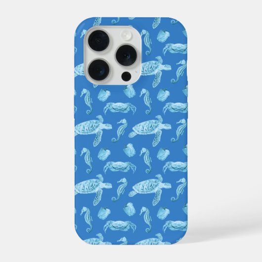 タツノオトシゴとウミガメ iPhoneケース (裏面)