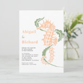 タツノオトシゴと海藻のピーチとサテングリーンのビーチウェディング 招待状 (スタンド正面)