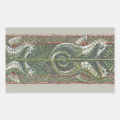 タツノオトシゴと海藻、ヴィンテージ アールヌーヴォー 長方形シール (正面)