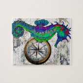 タツノオトシゴのコンパスのコラージュ ジグソーパズル (横)