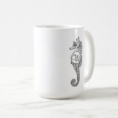 タツノオトシゴのスケッチのイニシャルのマグ コーヒーマグカップ (正面右)