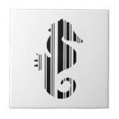 タツノオトシゴのバーコードの魚のバーコードパターンデザイン タイル (正面)