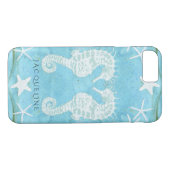 タツノオトシゴのヒトデの海のビーチの海の水彩画の青 Case-Mate iPhoneケース (裏面(横))