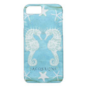 タツノオトシゴのヒトデの海のビーチの海の水彩画の青 Case-Mate iPhoneケース (裏面)