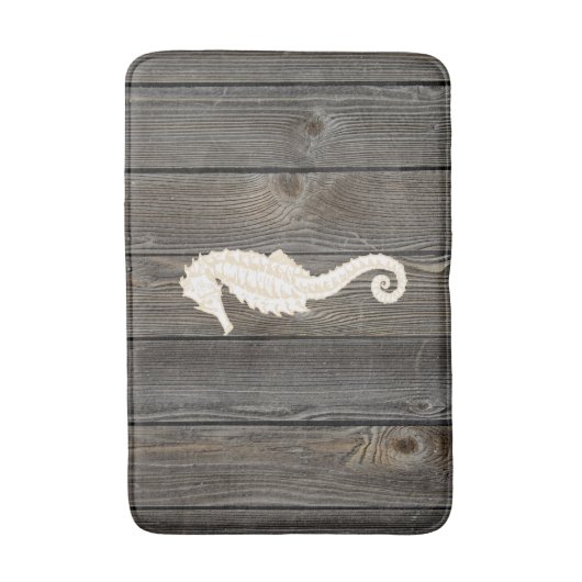 タツノオトシゴのヴィンテージの木製のBathの敷物 バスマット (正面縦)