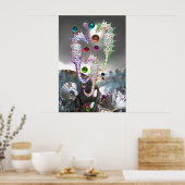 タツノオトシゴの殻、真珠の母貝、そしてカラフルな宝石 ポスター (キッチン)