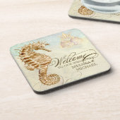 タツノオトシゴの沿岸海岸-私達の結婚式への歓迎 コースター (左側)