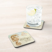 タツノオトシゴの沿岸海岸-私達の結婚式への歓迎 コースター (右側)