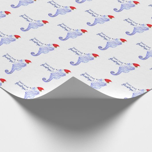 タツノオトシゴの海および挨拶の包装紙 ラッピングペーパー (角)
