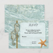 タツノオトシゴの海洋ウェディング招待状同封の出欠確認カード 出欠カード (正面/裏面)