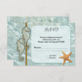 タツノオトシゴの海洋ウェディング 返信ハガキ 出欠カード (正面/裏面)