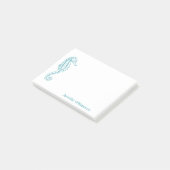 タツノオトシゴの熱帯ビーチのティール(緑がかった色)の青の名前をカスタムする ポストイット (アングル)