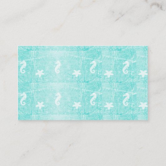 タツノオトシゴの熱帯大洋性のティール(緑がかった色)の名刺 名刺 (裏面)