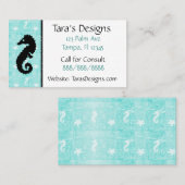 タツノオトシゴの熱帯大洋性のティール(緑がかった色)の名刺 名刺 (正面/裏面)
