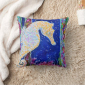 タツノオトシゴの絵 クッション (ブランケット)