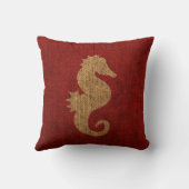 タツノオトシゴの航海ので素朴な赤 クッション (裏面)