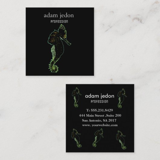 タツノオトシゴの芸術の正方形の名刺 スクエア名刺 (正面/裏面)