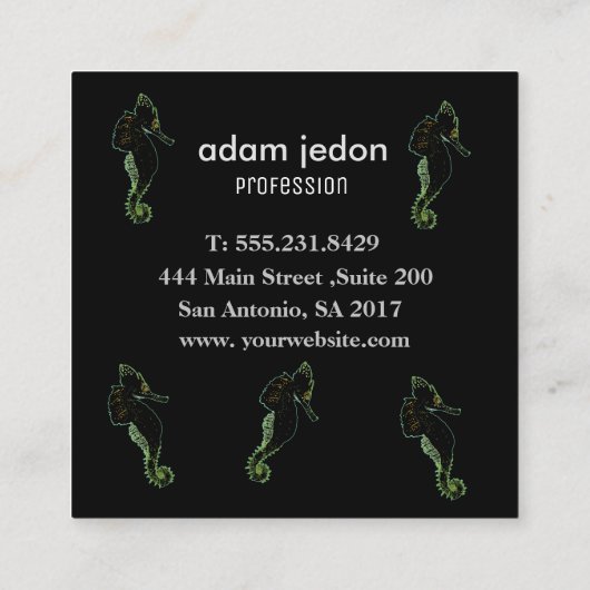 タツノオトシゴの芸術の正方形の名刺 スクエア名刺 (裏面)