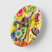 タツノオトシゴの落書き ラウンド壁時計 (傾斜)