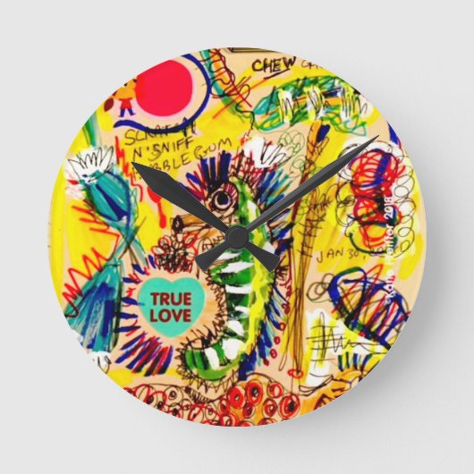 タツノオトシゴの落書き ラウンド壁時計 (正面)