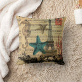 タツノオトシゴの貝殻のパリ熱帯エッフェル塔 クッション (ブランケット)