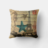 タツノオトシゴの貝殻のパリ熱帯エッフェル塔 クッション (裏面)