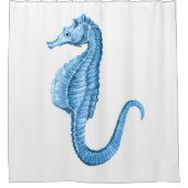 タツノオトシゴの青い沿岸航海のな水彩画 シャワーカーテン (正面)