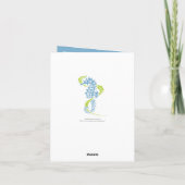 タツノオトシゴの青と緑の結婚式のお礼 サンキューカード (裏面)