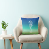 タツノオトシゴの青緑の海景の枕 クッション (椅子)