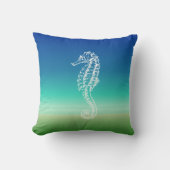 タツノオトシゴの青緑の海景の枕 クッション (正面)