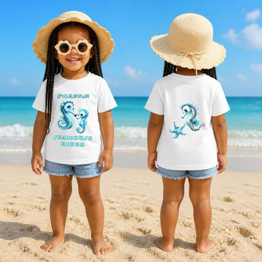 タツノオトシゴの騎手 キッズ オーシャン フン ベビーTシャツ