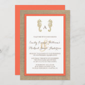 タツノオトシゴの麻のビーチトロピカルウェディング招待状 招待状 (正面/裏面)