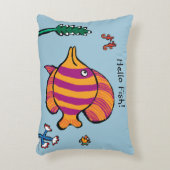 タツノオトシゴを持つオレンジおよび紫色の熱帯魚 アクセントクッション (正面(垂直))