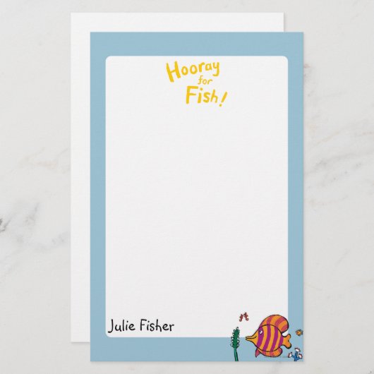 タツノオトシゴを持つオレンジおよび紫色の熱帯魚 便箋 (正面/裏面)