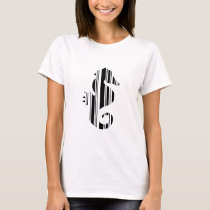 タツノオトシゴバーコード魚バーコードパターンデザイン Tシャツ