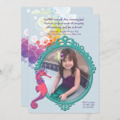 タツノオトシゴフレームの写真の誕生日のパーティの招待状 招待状 (正面/裏面)