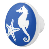 タツノオトシゴ及びヒトデ-コバルトブルーの白 セラミックノブ (右)