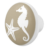 タツノオトシゴ及びヒトデ-暗灰色の日焼けの白 セラミックノブ (右)